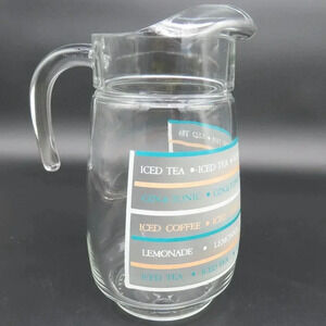 Culver Frosted Glass Iced Tea Coffee Gin Tonic Lemonade Pitcher MCM Vintage